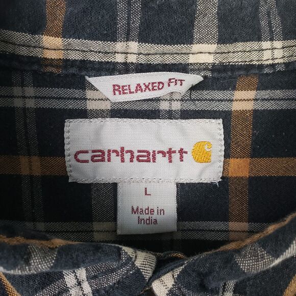 Carhartt Flannel Shirt Mens L Plaid Relaxed Fit Workwear American Workwear 46x31 - Picture 9 of 11